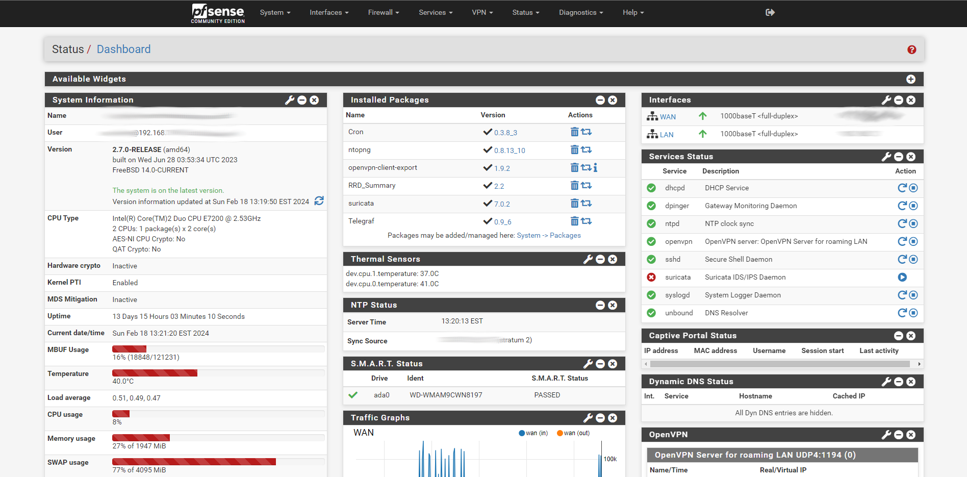 PfSense Dashboard