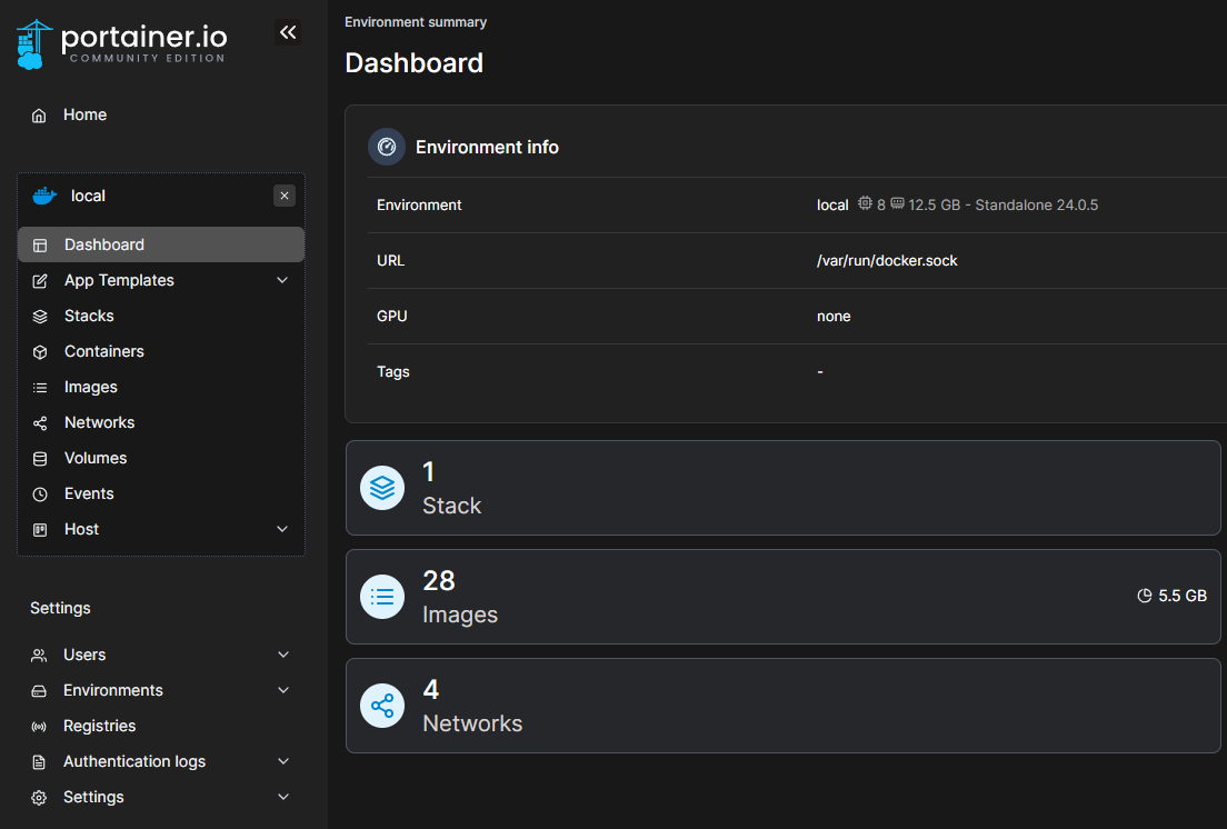 Portainer Dashboard